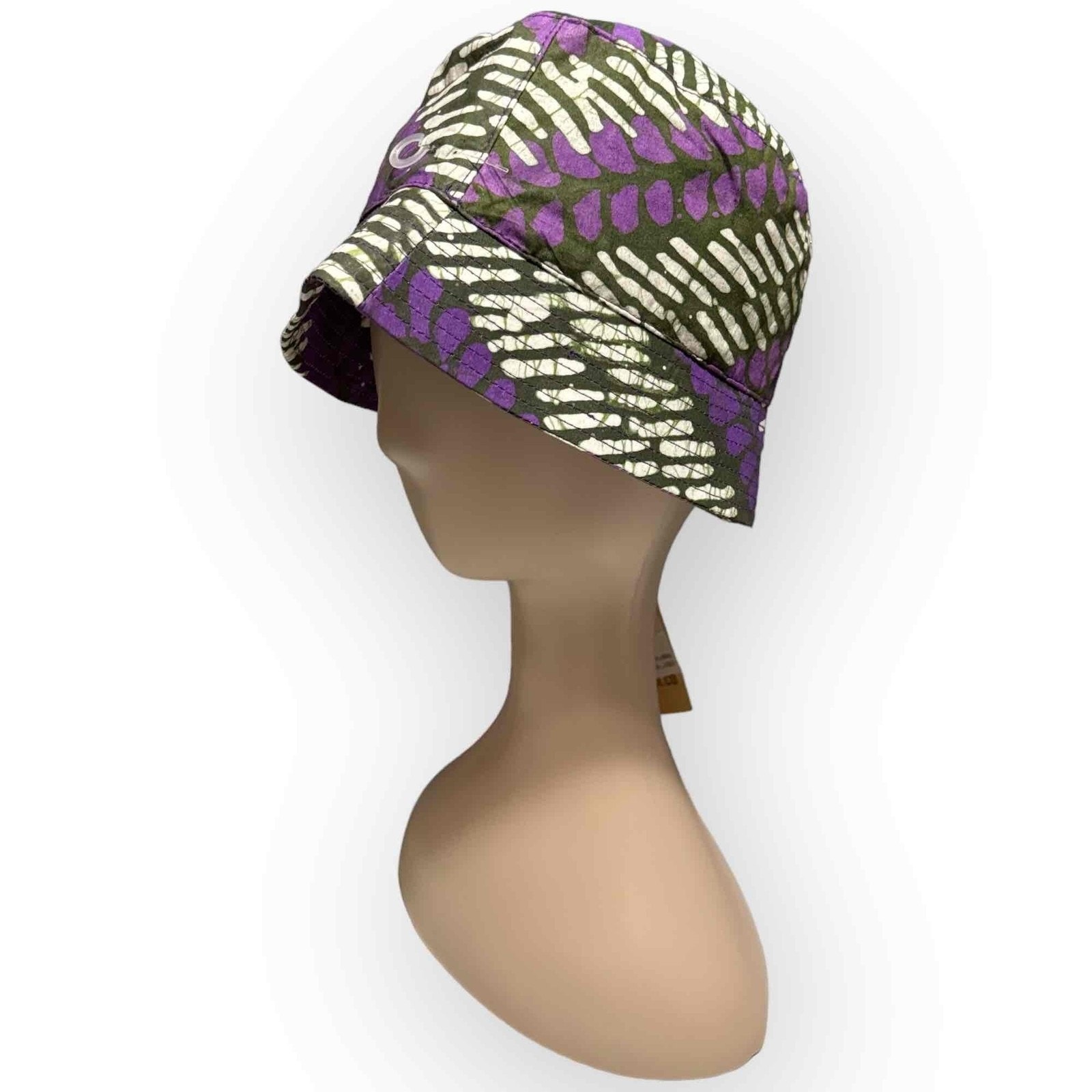 Nwt Meji Meji Adire Bucket Hat Purple, Black & White Abstract Print — image 3 of 8